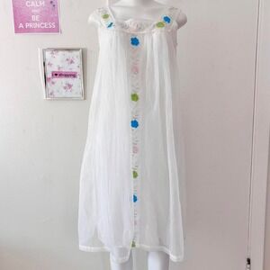 Vintage White Embroidered Dress – Boho Angelcore Prairie Style